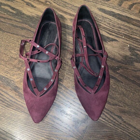 REBECCA MINKOFF Women's Faye Suede Studded Shoes Ankle Strap Flats Size 9 $125 - Picture 3 of 8